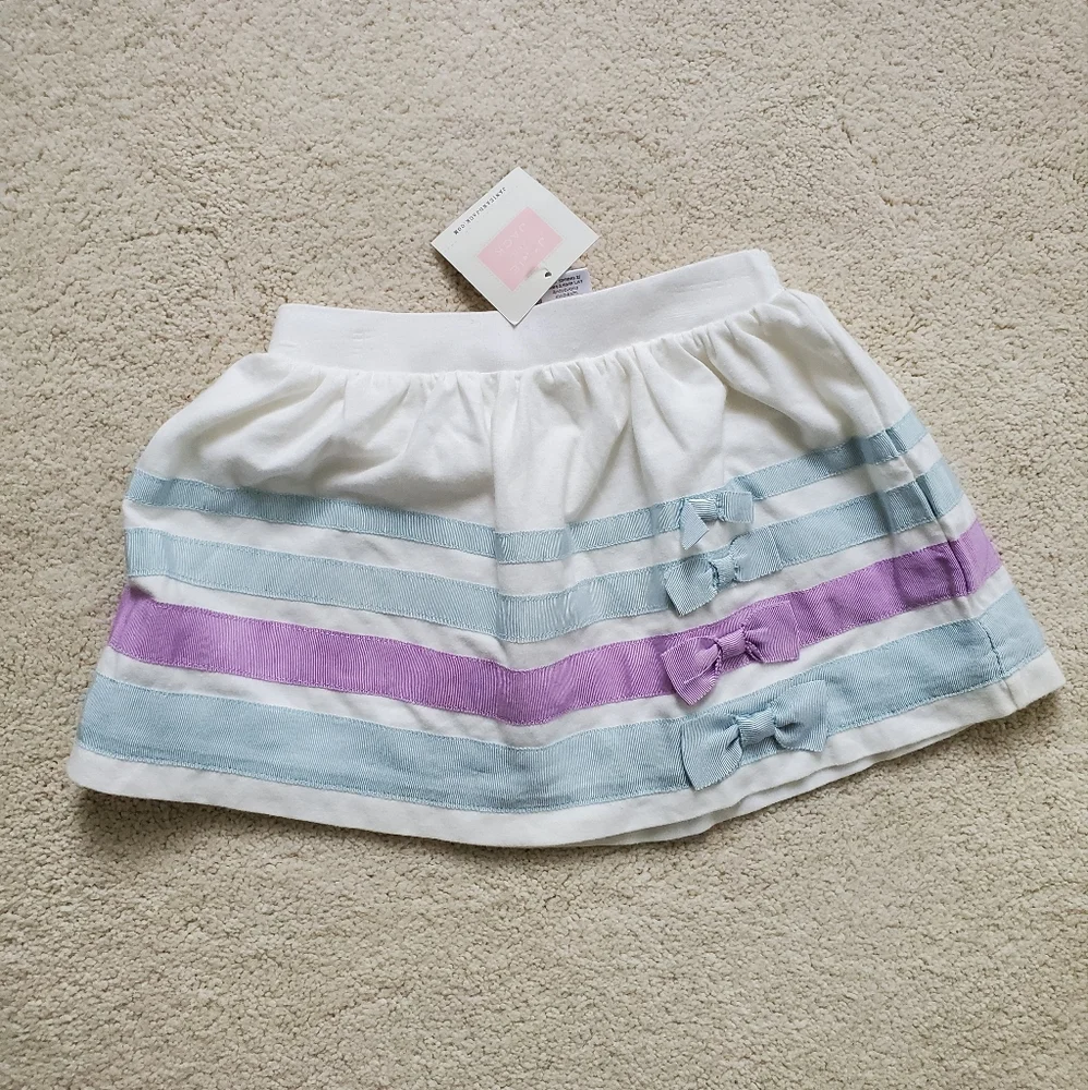 NWT Janie and Jack Baby Girls' White Ribbon and Bow Skirt sz6-12m
